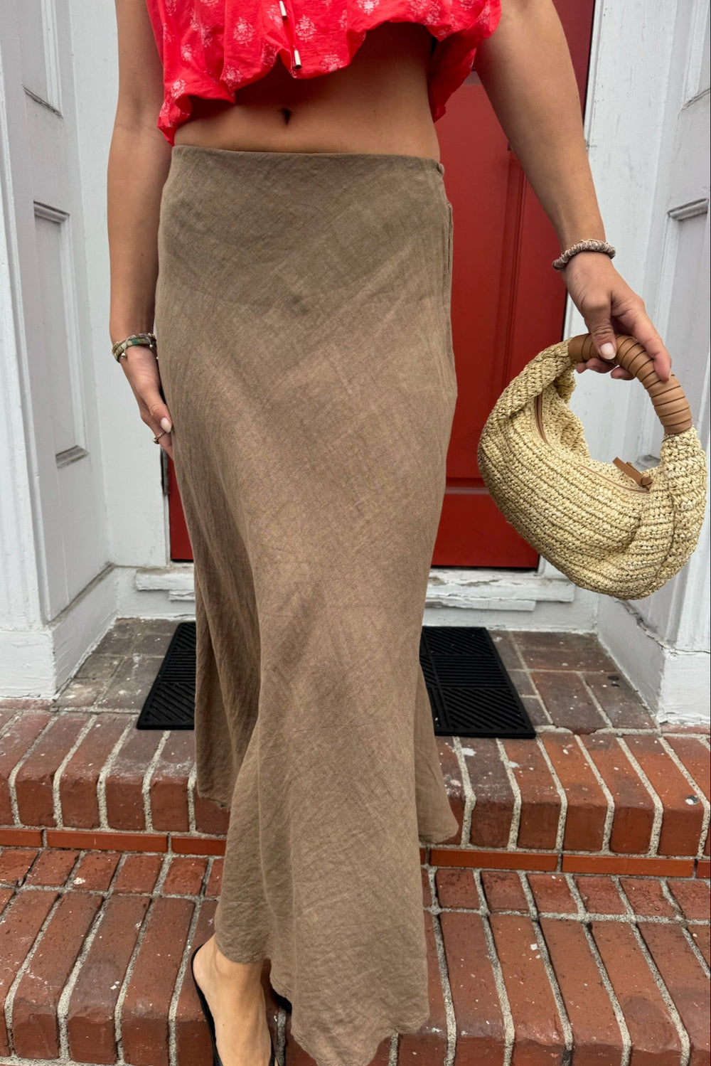 KEEN THE LABEL Yara Linen Midi Skirt-The Shop Laguna Beach