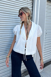 KEEN THE LABEL Winnie Tie-Front Collared Top-The Shop Laguna Beach