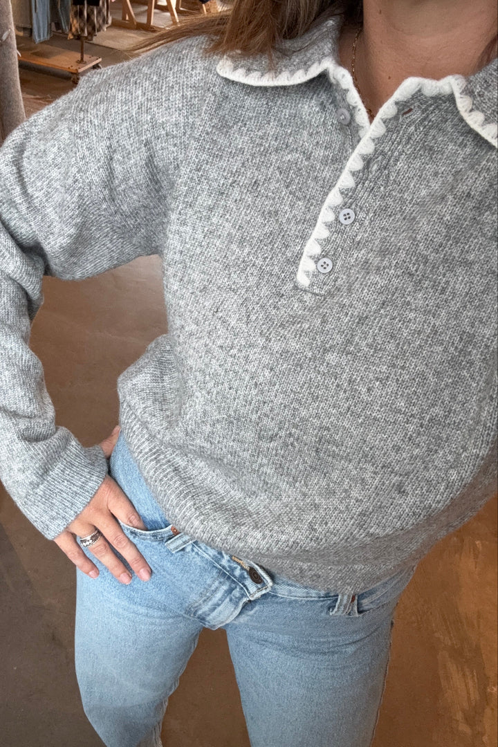 KEEN THE LABEL Kailee Whipstitch Collared Sweater-The Shop Laguna Beach