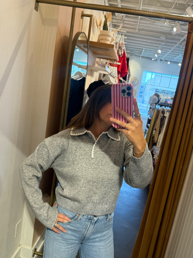 KEEN THE LABEL Kailee Whipstitch Collared Sweater