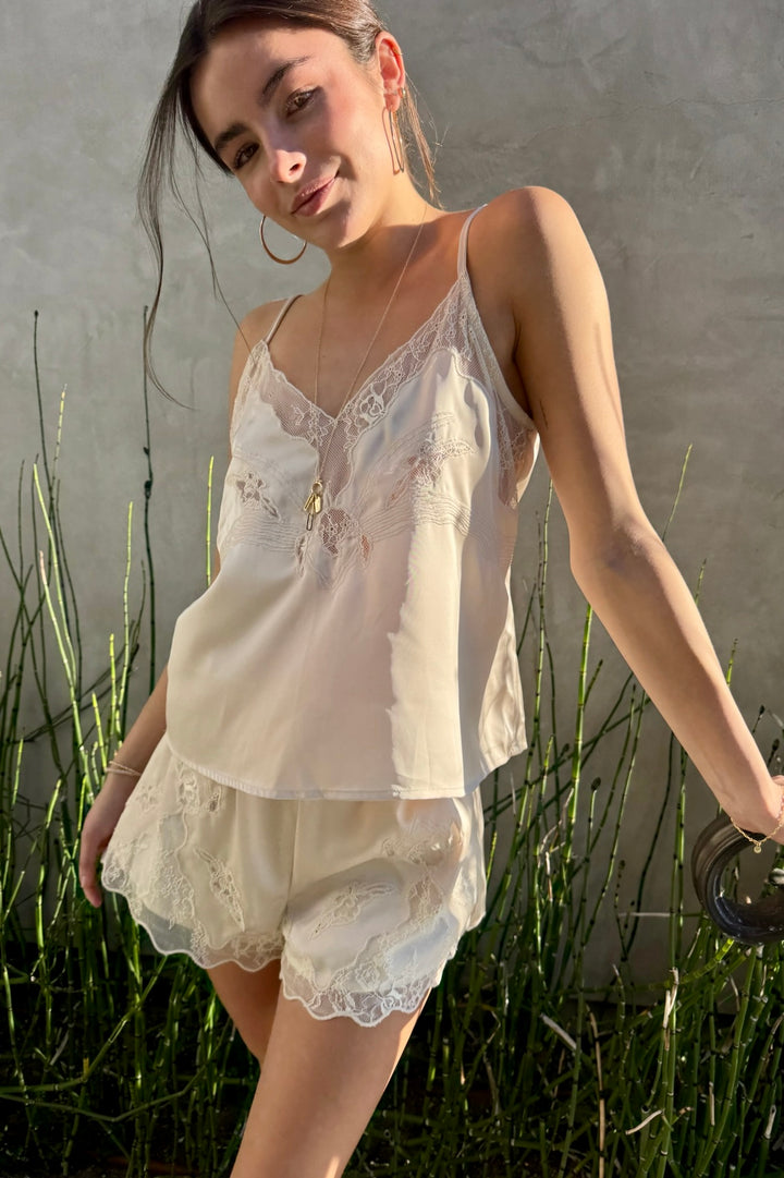 KEEN THE LABEL Eleanor Satin Lace Cami-The Shop Laguna Beach