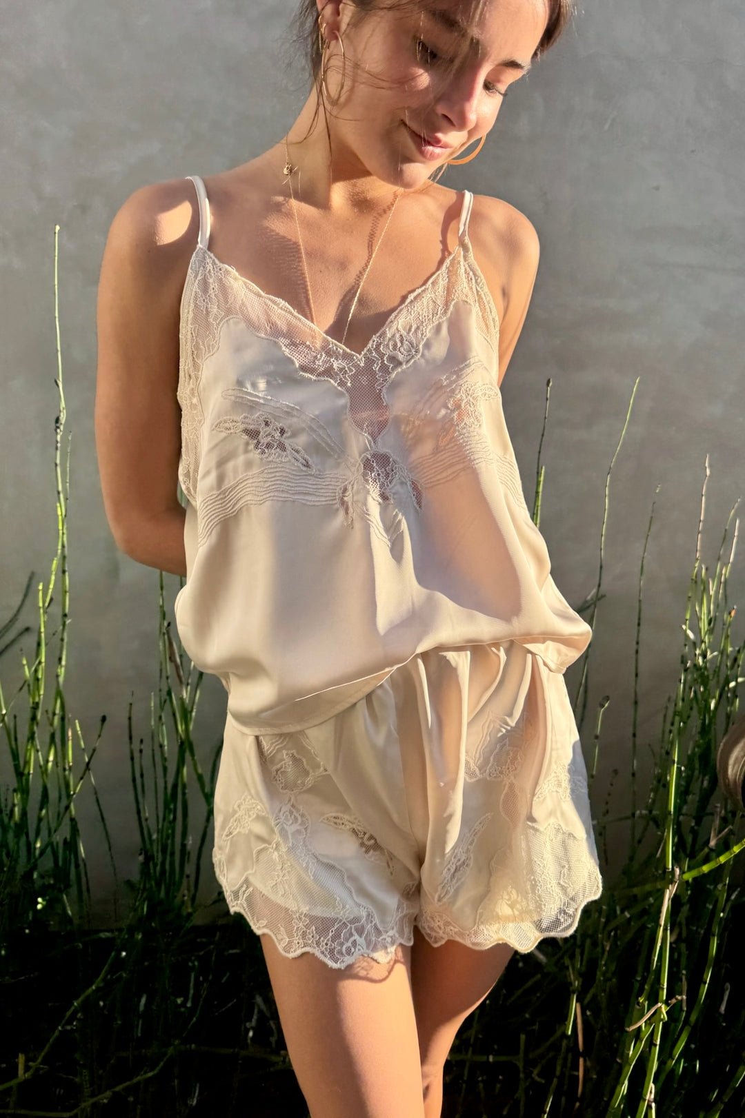 KEEN THE LABEL Eleanor Satin Lace Cami-The Shop Laguna Beach