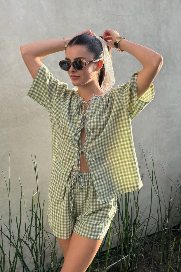 KEEN THE LABEL Sydney Gingham Drawstring Short-The Shop Laguna Beach