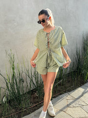 KEEN THE LABEL Sydney Gingham Drawstring Short-The Shop Laguna Beach