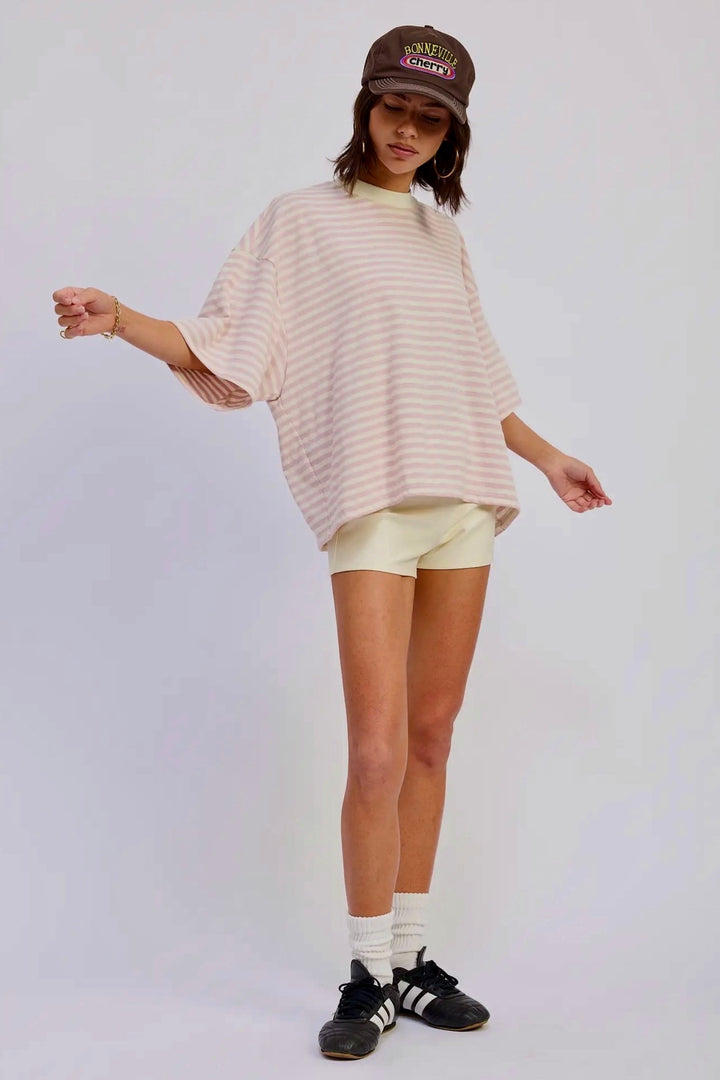 KEEN THE LABEL Katya Oversized Stripe Boxy Tee-The Shop Laguna Beach