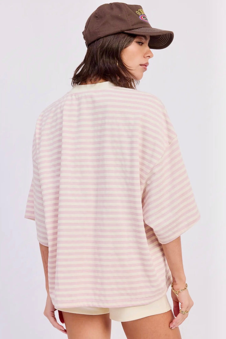 KEEN THE LABEL Katya Oversized Stripe Boxy Tee-The Shop Laguna Beach