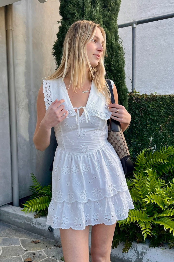 KEEN THE LABEL Rowe Collared Eyelet Mini Dress-The Shop Laguna Beach