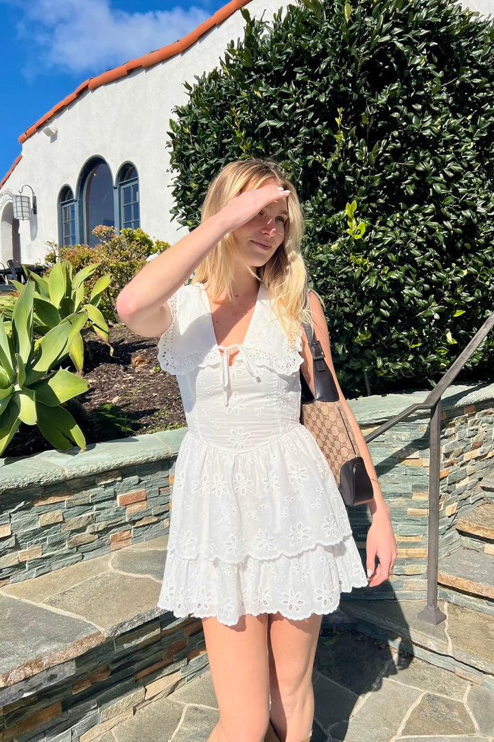 KEEN THE LABEL Rowe Collared Eyelet Mini Dress-The Shop Laguna Beach