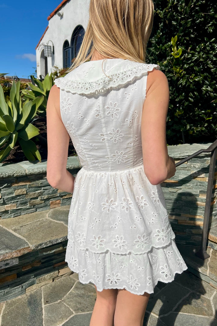 KEEN THE LABEL Rowe Collared Eyelet Mini Dress-The Shop Laguna Beach