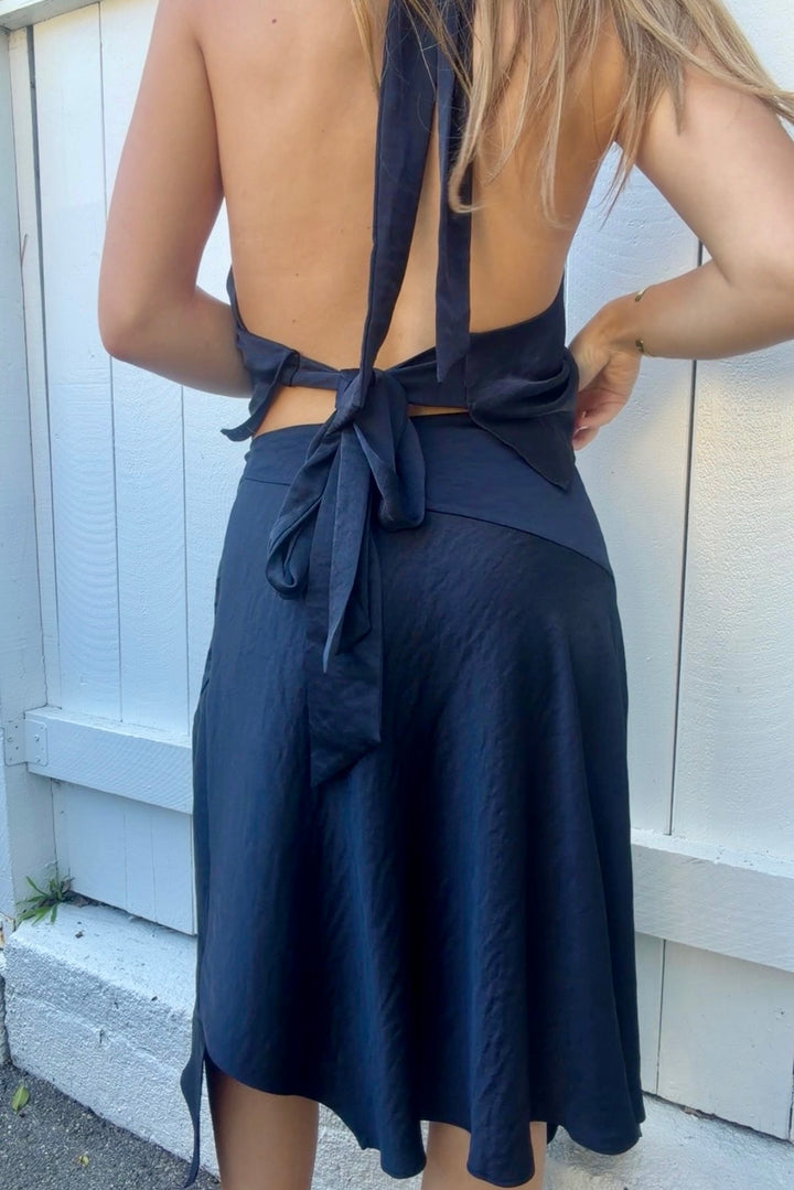 KEEN THE LABEL Chase Silky Asymmetrical Midi Skirt-The Shop Laguna Beach