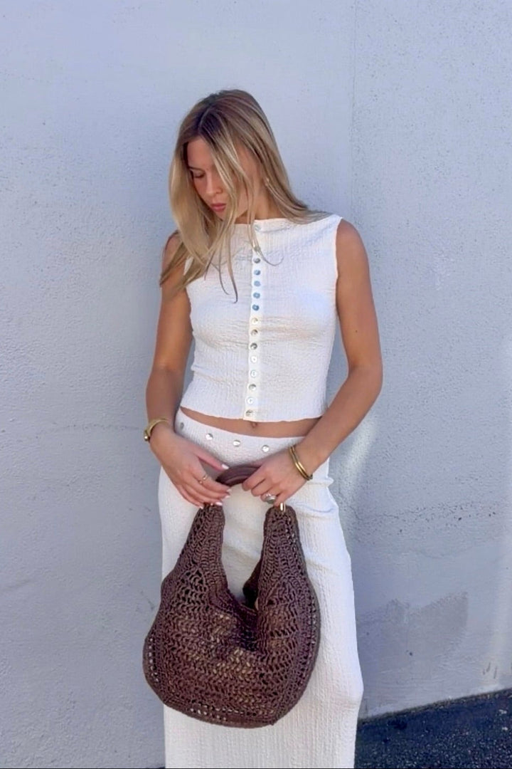 KEEN THE LABEL Scottie Textured Button Tank-The Shop Laguna Beach