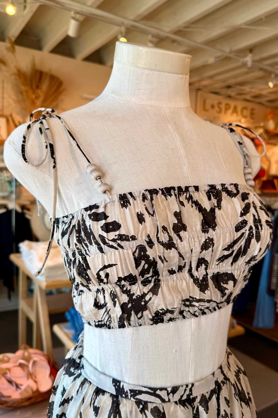 MAUDE CLUB Quinn Smocked Crop Top-The Shop Laguna Beach