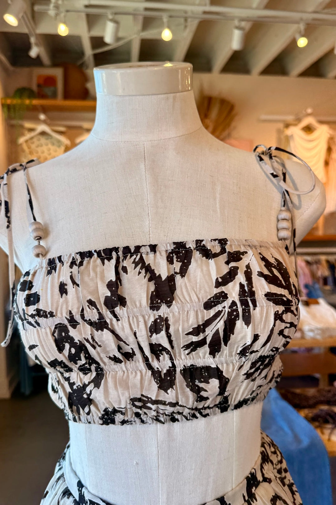 MAUDE CLUB Quinn Smocked Crop Top-The Shop Laguna Beach