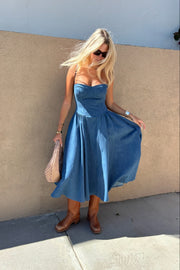 KEEN THE LABEL Kacey Denim Midi Dress-The Shop Laguna Beach