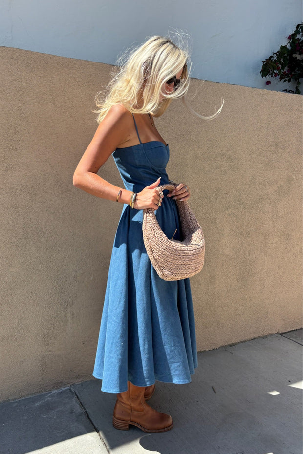 KEEN THE LABEL Kacey Denim Midi Dress-The Shop Laguna Beach