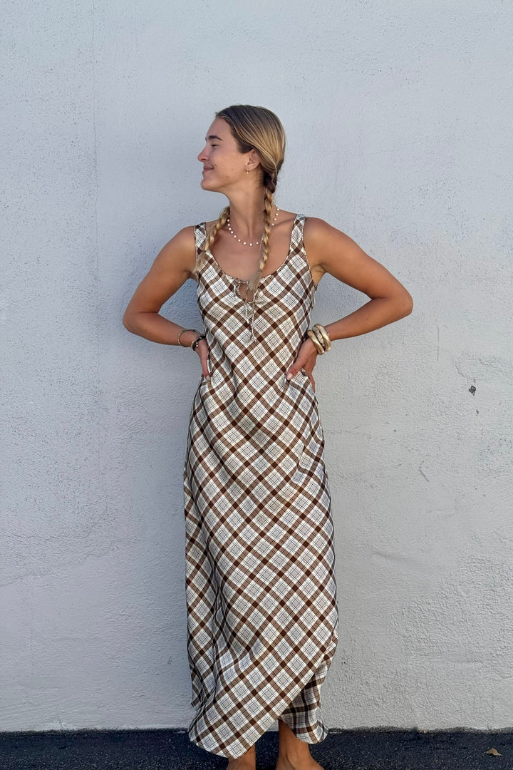 KEEN THE LABEL Ellis Plaid Maxi Dress-The Shop Laguna Beach