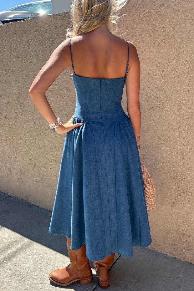 KEEN THE LABEL Kacey Denim Midi Dress-The Shop Laguna Beach