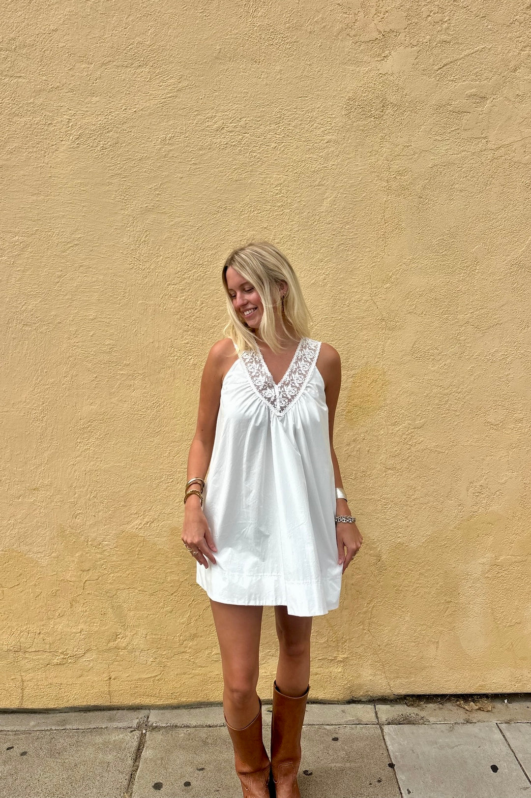 KEEN THE LABEL Venita Lace-Neck Mini Dress-The Shop Laguna Beach