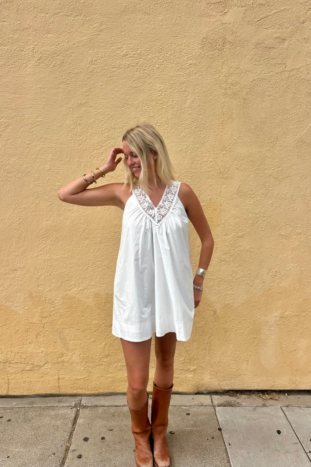 KEEN THE LABEL Venita Lace-Neck Mini Dress-The Shop Laguna Beach