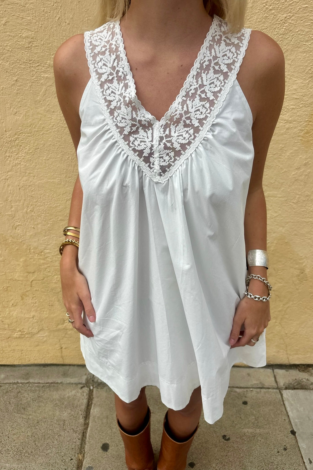 KEEN THE LABEL Venita Lace-Neck Mini Dress-The Shop Laguna Beach