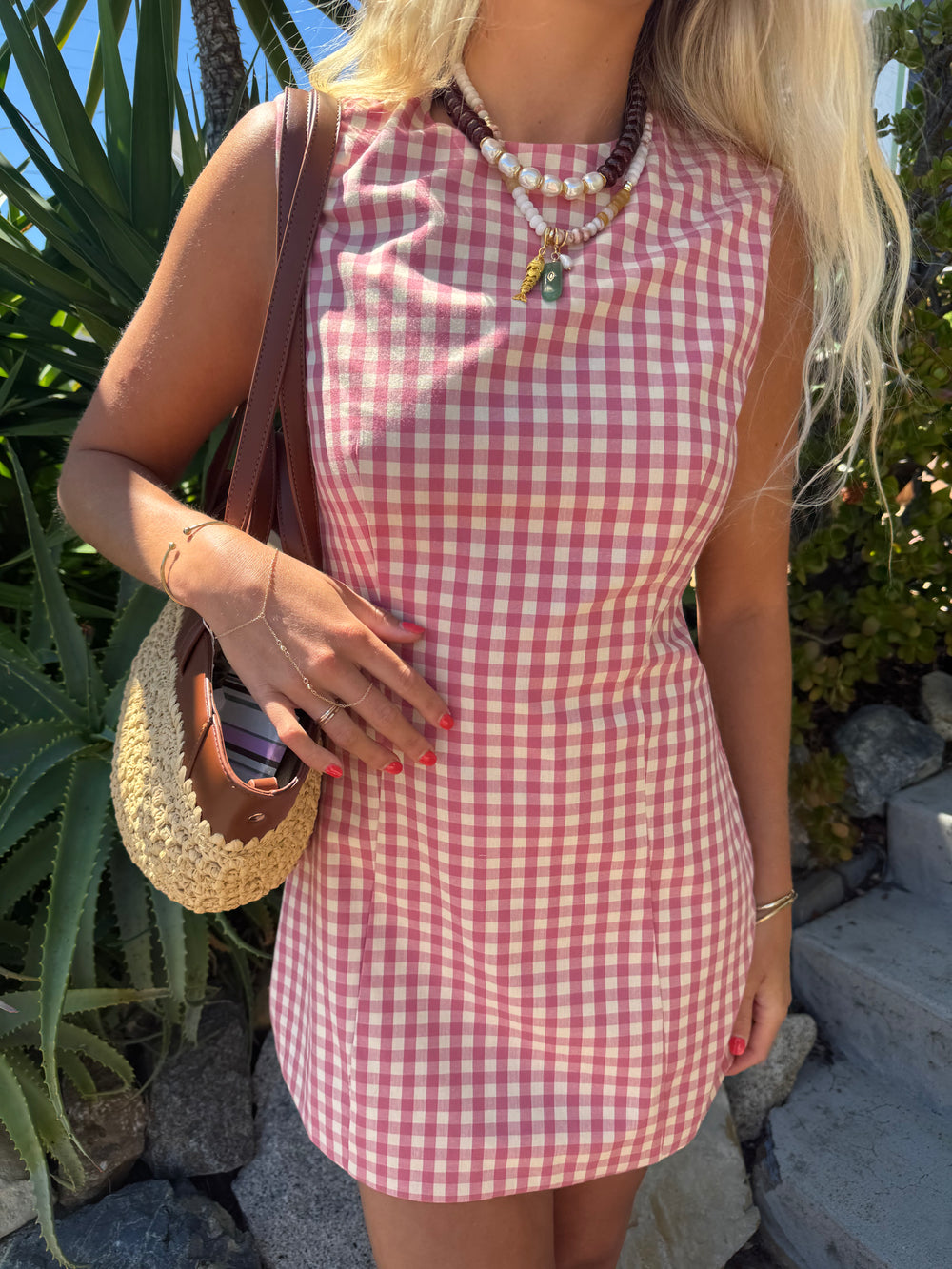 KEEN THE LABEL Valeria Gingham Mini Dress-The Shop Laguna Beach