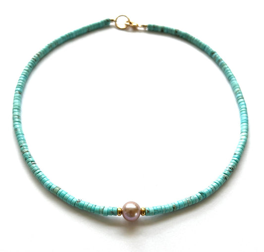 HEATHER KAHN Tahiti Turquoise/Pearl Necklace-The Shop Laguna Beach