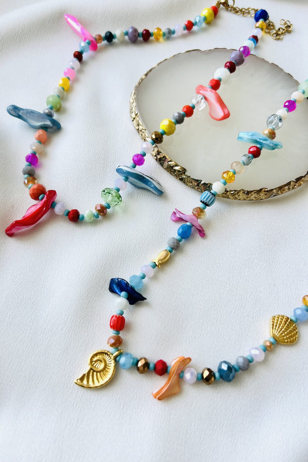GOUPI Colorful Beaded Summer Shell Necklace - Long-The Shop Laguna Beach