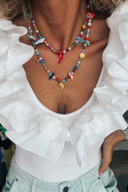 GOUPI Colorful Beaded Summer Shell Necklace - Long-The Shop Laguna Beach
