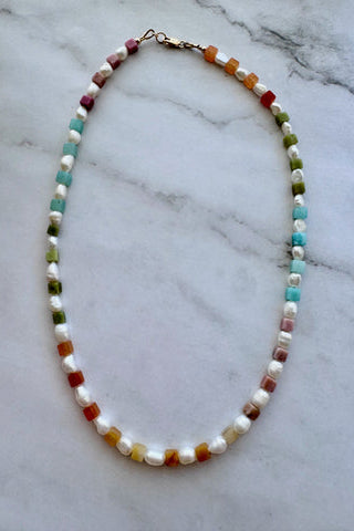 JESSICA MATRASKO Mika Pearl/Gemstone Necklace