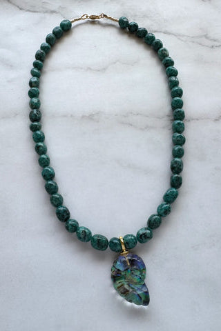 JESSICA MATRASKO Lila Turquoise/Abalone Ammonite Necklace