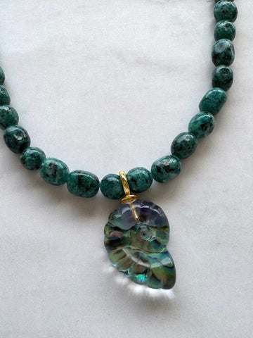 JESSICA MATRASKO Lila Turquoise/Abalone Ammonite Necklace