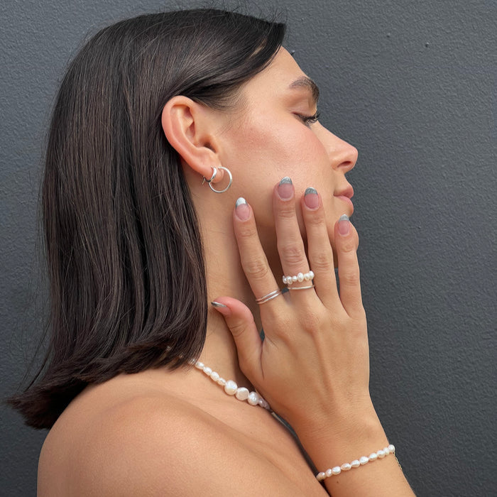 MAY MARTIN Medium Hinge Hoops - Silver-The Shop Laguna Beach