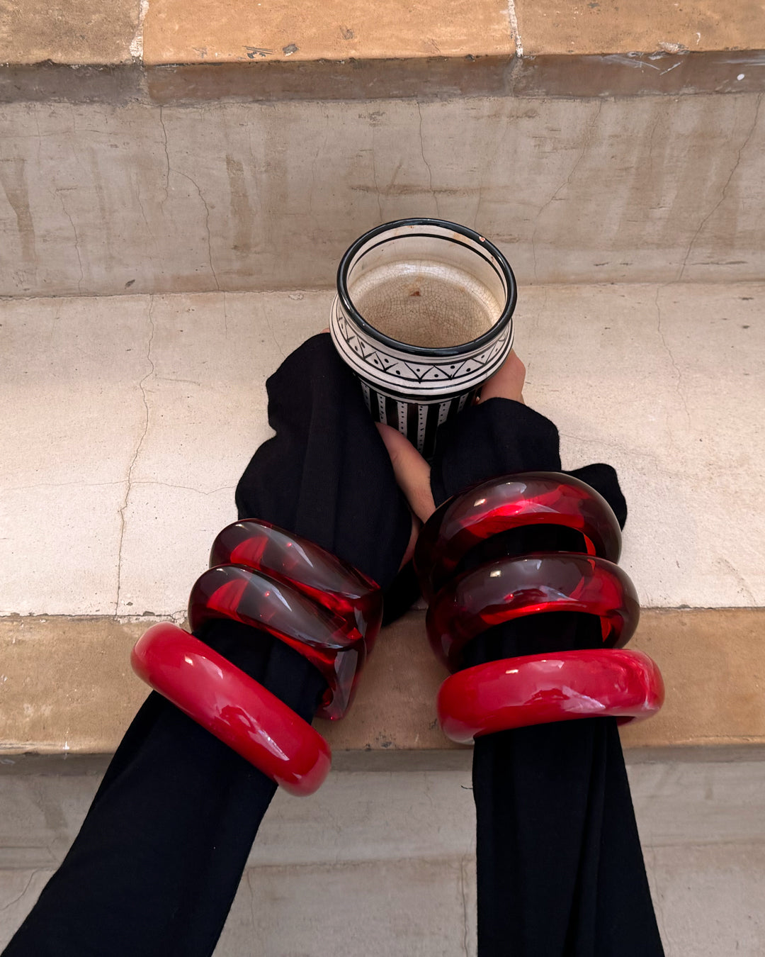 LUV AJ Formentera Resin Bangle Set - Red-The Shop Laguna Beach