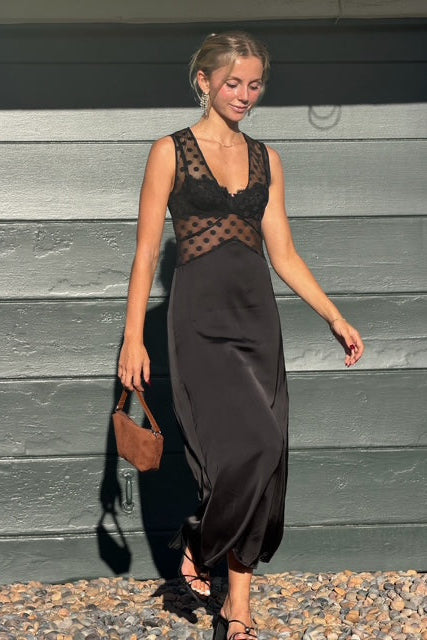KEEN THE LABEL Campbell Mesh Dot Maxi Dress