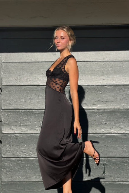 KEEN THE LABEL Campbell Mesh Dot Maxi Dress
