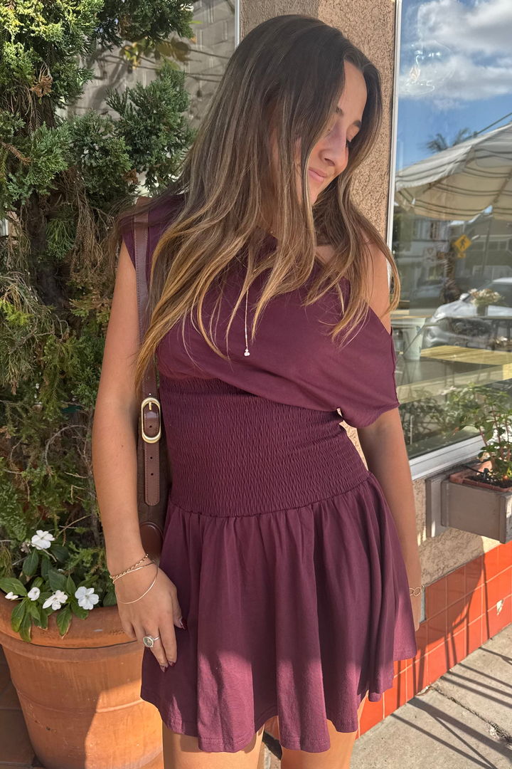 KEEN THE LABEL Hollis Off the Shoulder Smocked Mini Dress-The Shop Laguna Beach