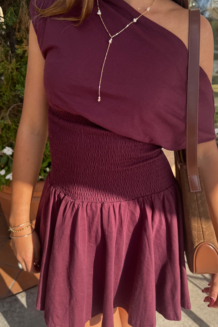KEEN THE LABEL Hollis Off the Shoulder Smocked Mini Dress-The Shop Laguna Beach