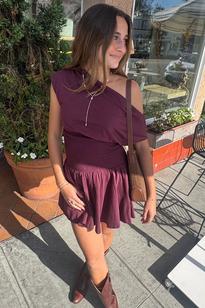 KEEN THE LABEL Hollis Off the Shoulder Smocked Mini Dress-The Shop Laguna Beach