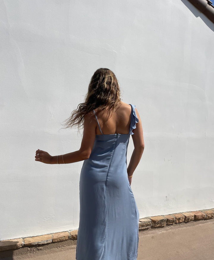AILA BLUE Leah Ruffle Shoulder Dress-The Shop Laguna Beach