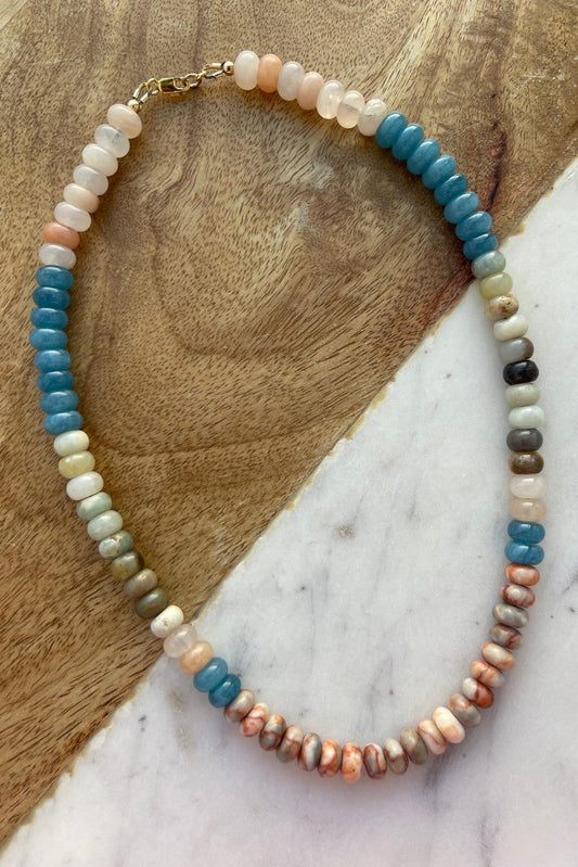 JESSICA MATRASKO Rowan Gemstone Necklace - Denim / Peach / Ocean-The Shop Laguna Beach