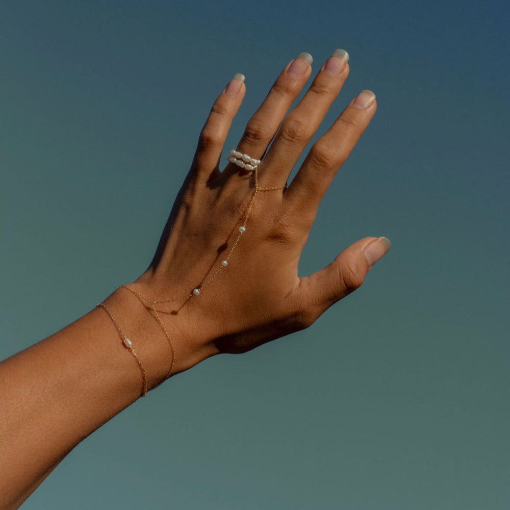 MAY MARTIN Cleo Pearl Hand Chain-The Shop Laguna Beach