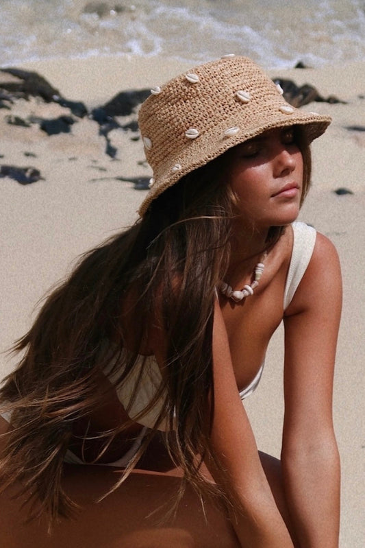 AUGUSTINE HAT CO. Puka Dot Cowry Shell Bucket Hat-The Shop Laguna Beach