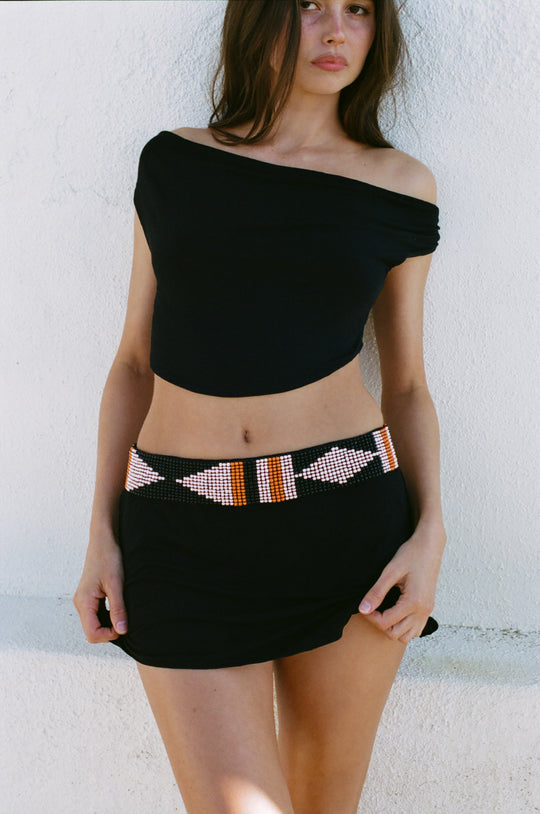INDAH Maha Solid Cowl Neck Off-Shoulder Top-The Shop Laguna Beach