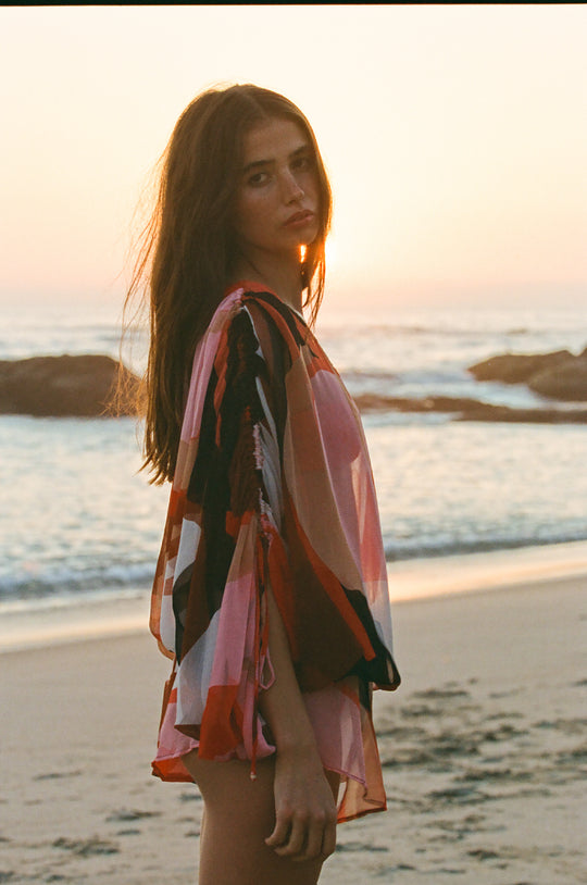 INDAH Zara Printed One-Shoulder Mini Dress-The Shop Laguna Beach
