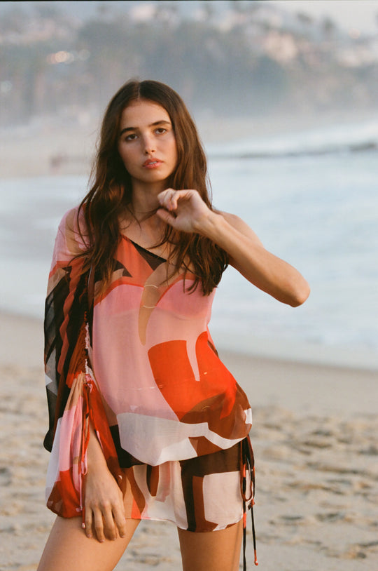 INDAH Zara Printed One-Shoulder Mini Dress-The Shop Laguna Beach