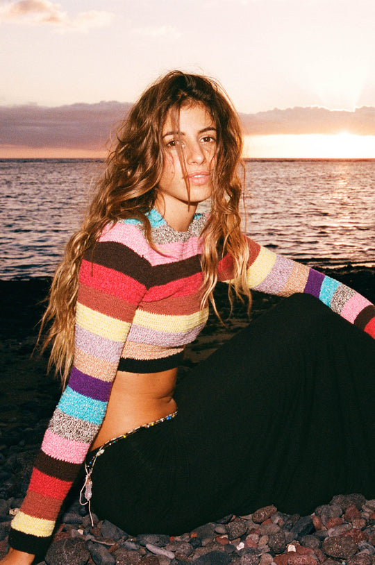 INDAH Josephine Stripe Crop Sweater-The Shop Laguna Beach