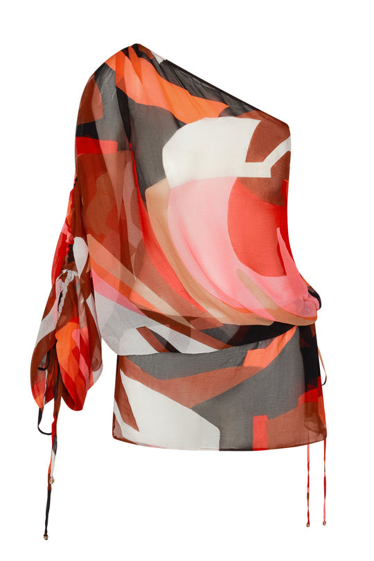 INDAH Zara Printed One-Shoulder Mini Dress-The Shop Laguna Beach