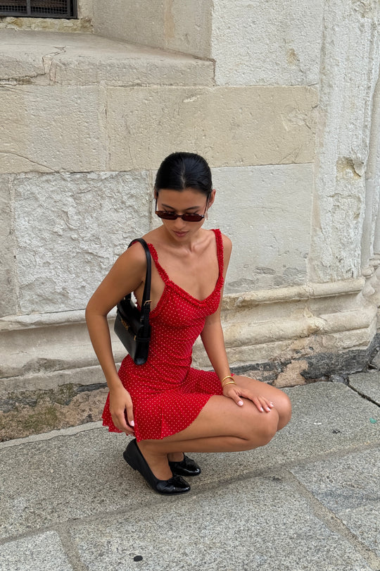 INDAH Camilla Printed Ruffle Mini Dress-The Shop Laguna Beach