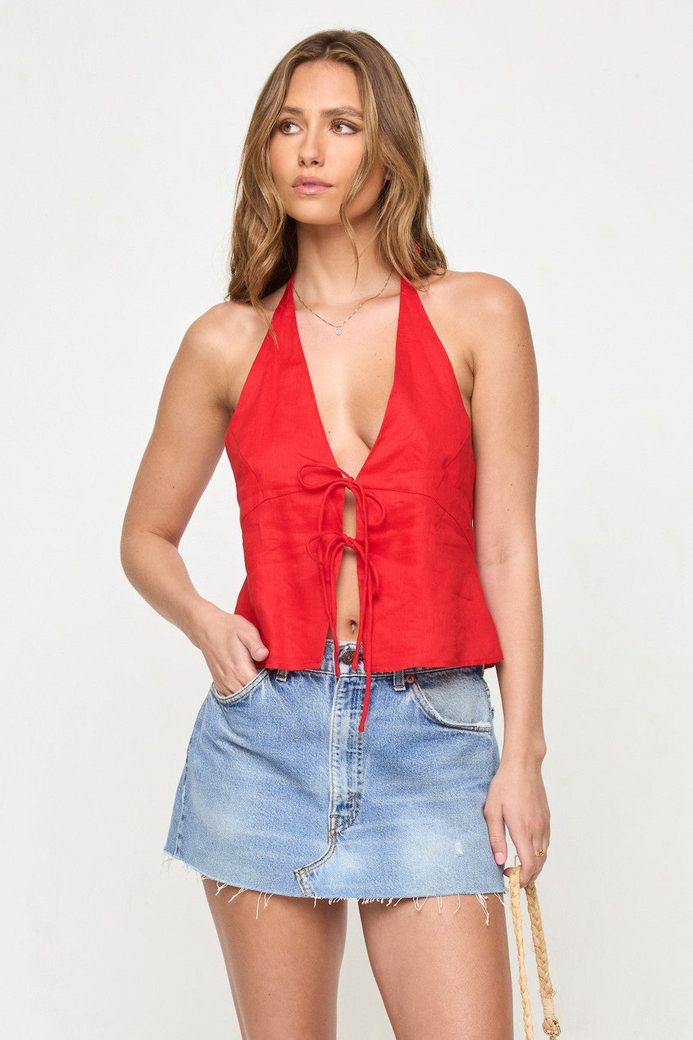 LSPACE April Linen Halter Top-The Shop Laguna Beach