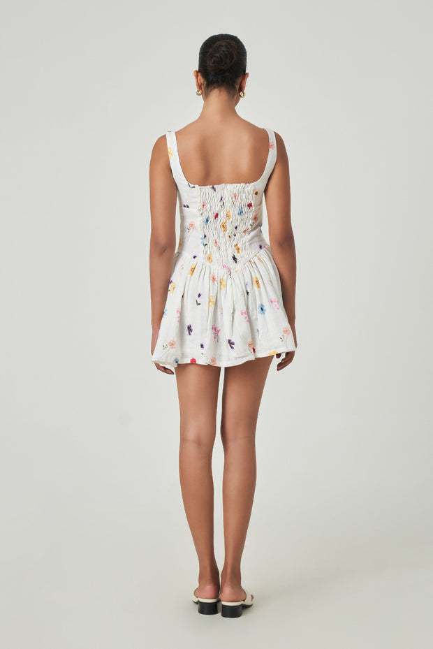 SUMMER AWAY Joao Floral Linen Mini Dress-The Shop Laguna Beach